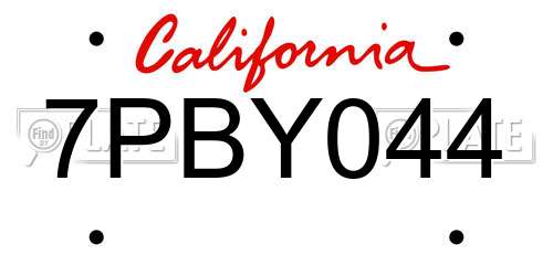7PBY044 California License Plate
