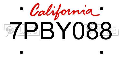 7PBY088 California License Plate