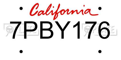 7PBY176 California License Plate