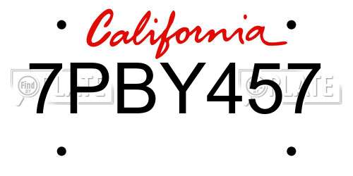 7PBY457 California License Plate