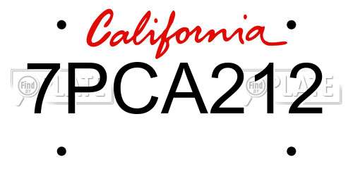 7PCA212 California License Plate
