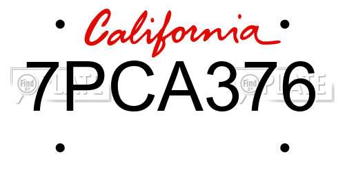 7PCA376 California License Plate