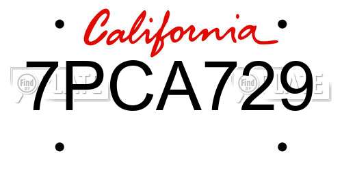 7PCA729 California License Plate
