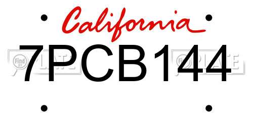 7PCB144 California License Plate