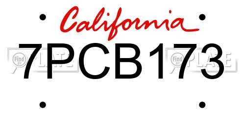 7PCB173 California License Plate