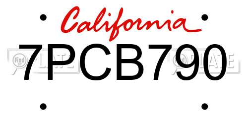 7PCB790 California License Plate