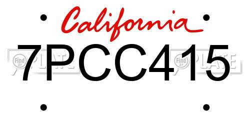 7PCC415 California License Plate