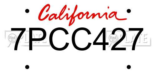 7PCC427 California License Plate