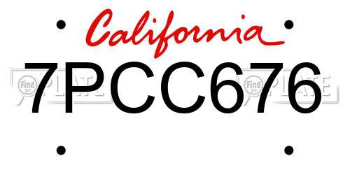 7PCC676 California License Plate
