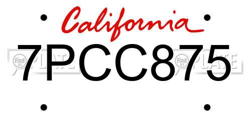 7PCC875 California License Plate