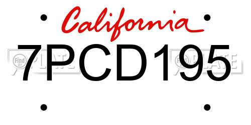 7PCD195 California License Plate