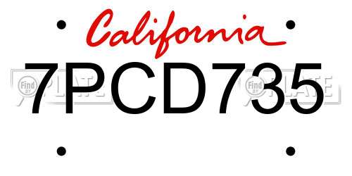 7PCD735 California License Plate