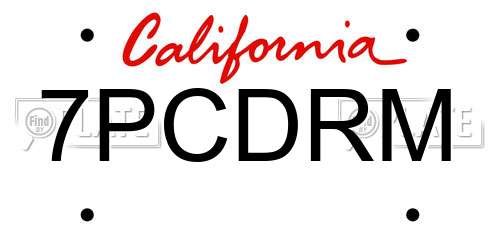 7PCDRM California License Plate