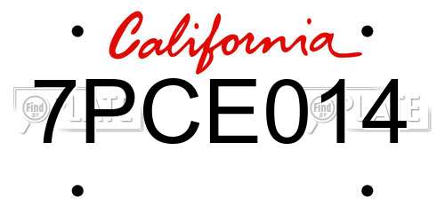 7PCE014 California License Plate