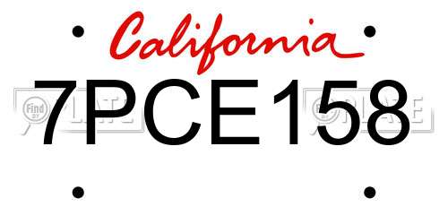 7PCE158 California License Plate