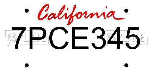 7PCE345 California License Plate