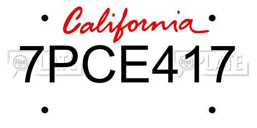 7PCE417 California License Plate
