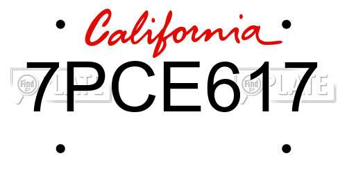 7PCE617 California License Plate