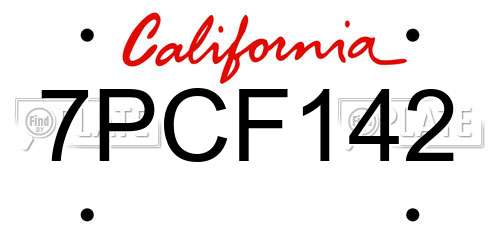 7PCF142 California License Plate