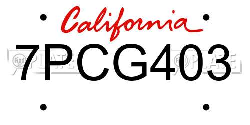 7PCG403 California License Plate