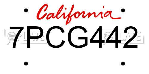 7PCG442 California License Plate