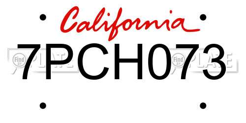 7PCH073 California License Plate