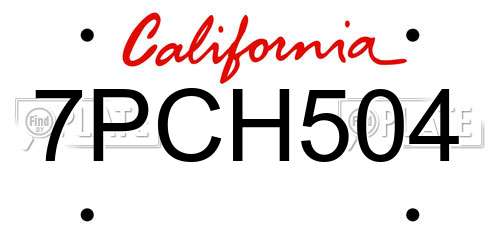 7PCH504 California License Plate