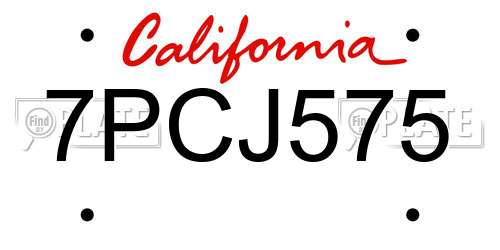 7PCJ575 California License Plate