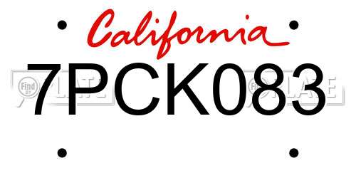 7PCK083 California License Plate