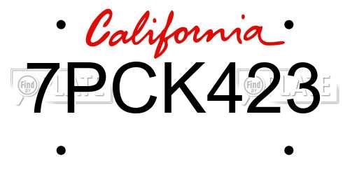 7PCK423 California License Plate