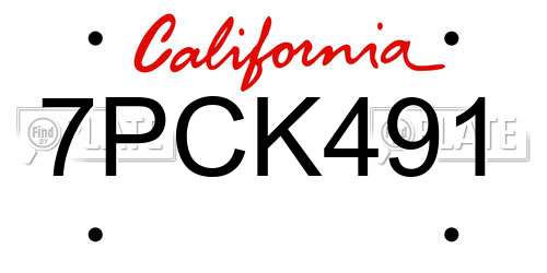 7PCK491 California License Plate