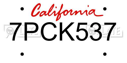 7PCK537 California License Plate
