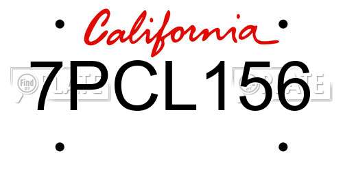 7PCL156 California License Plate