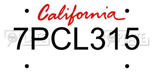 7PCL315 California License Plate