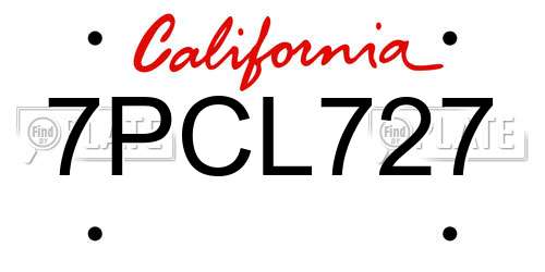 7PCL727 California License Plate