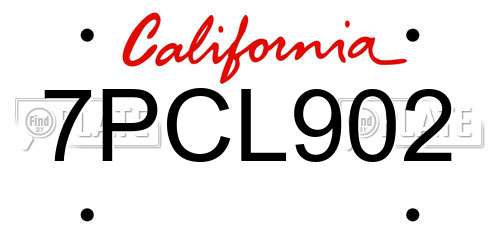 7PCL902 California License Plate