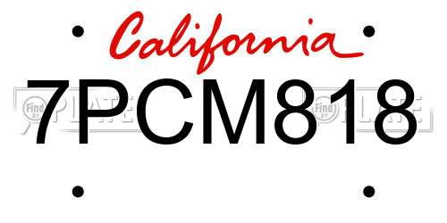 7PCM818 California License Plate