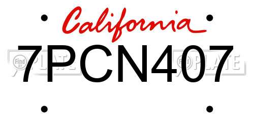 7PCN407 California License Plate
