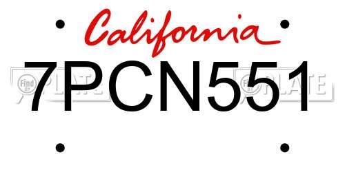 7PCN551 California License Plate