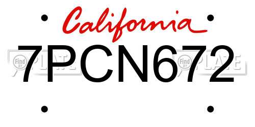 7PCN672 California License Plate