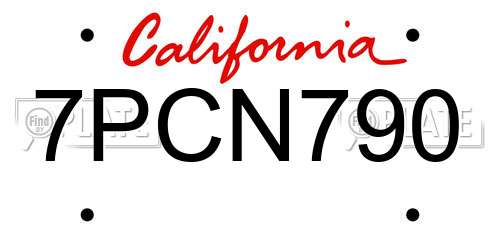 7PCN790 California License Plate