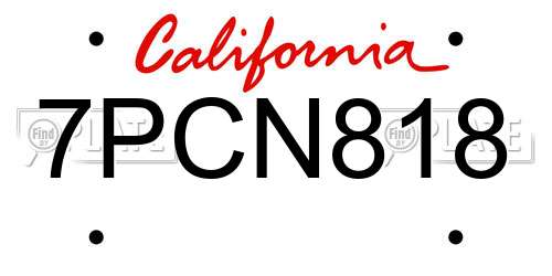 7PCN818 California License Plate