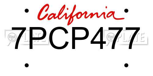 7PCP477 California License Plate