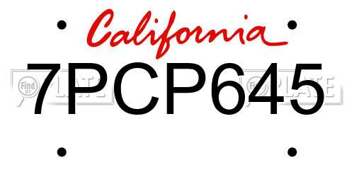 7PCP645 California License Plate