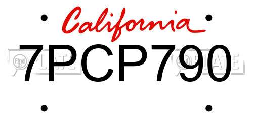 7PCP790 California License Plate