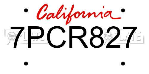 7PCR827 California License Plate