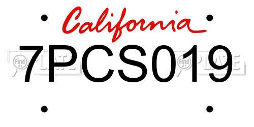 7PCS019 California License Plate