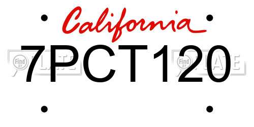 7PCT120 California License Plate