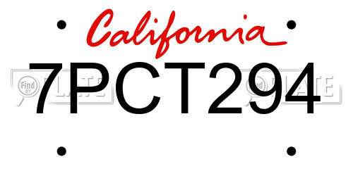 7PCT294 California License Plate