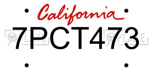7PCT473 California License Plate